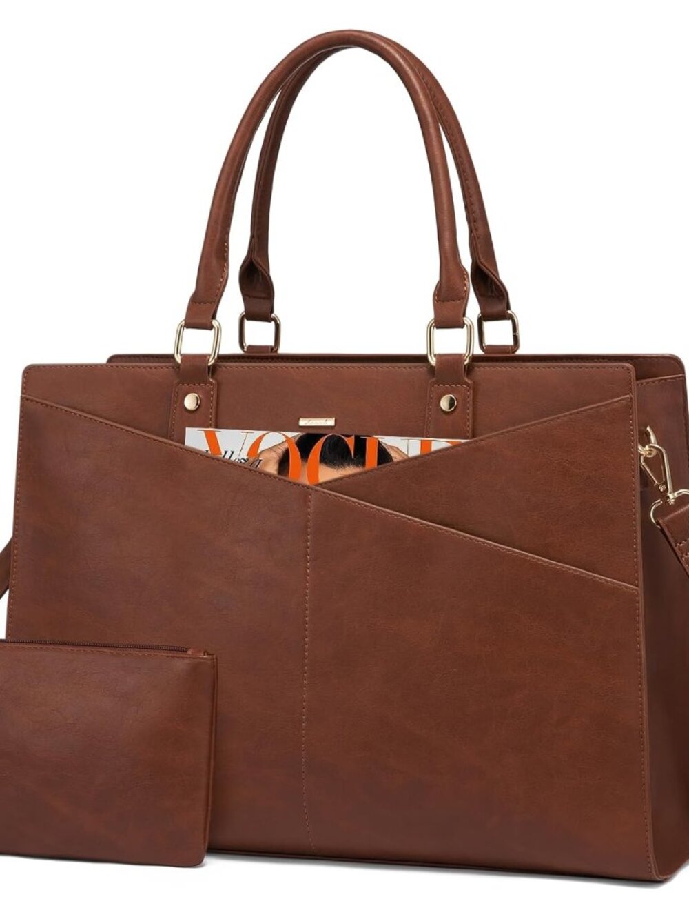 Laptop Tote Bag for Women, Leather Business Office Work Bag Computer Briefcase w
